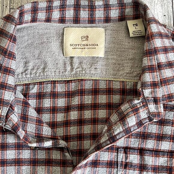 Scotch & Soda Mens Cotton Plaid Button Down Workwear Shirt Size Large - Picture 9 of 9